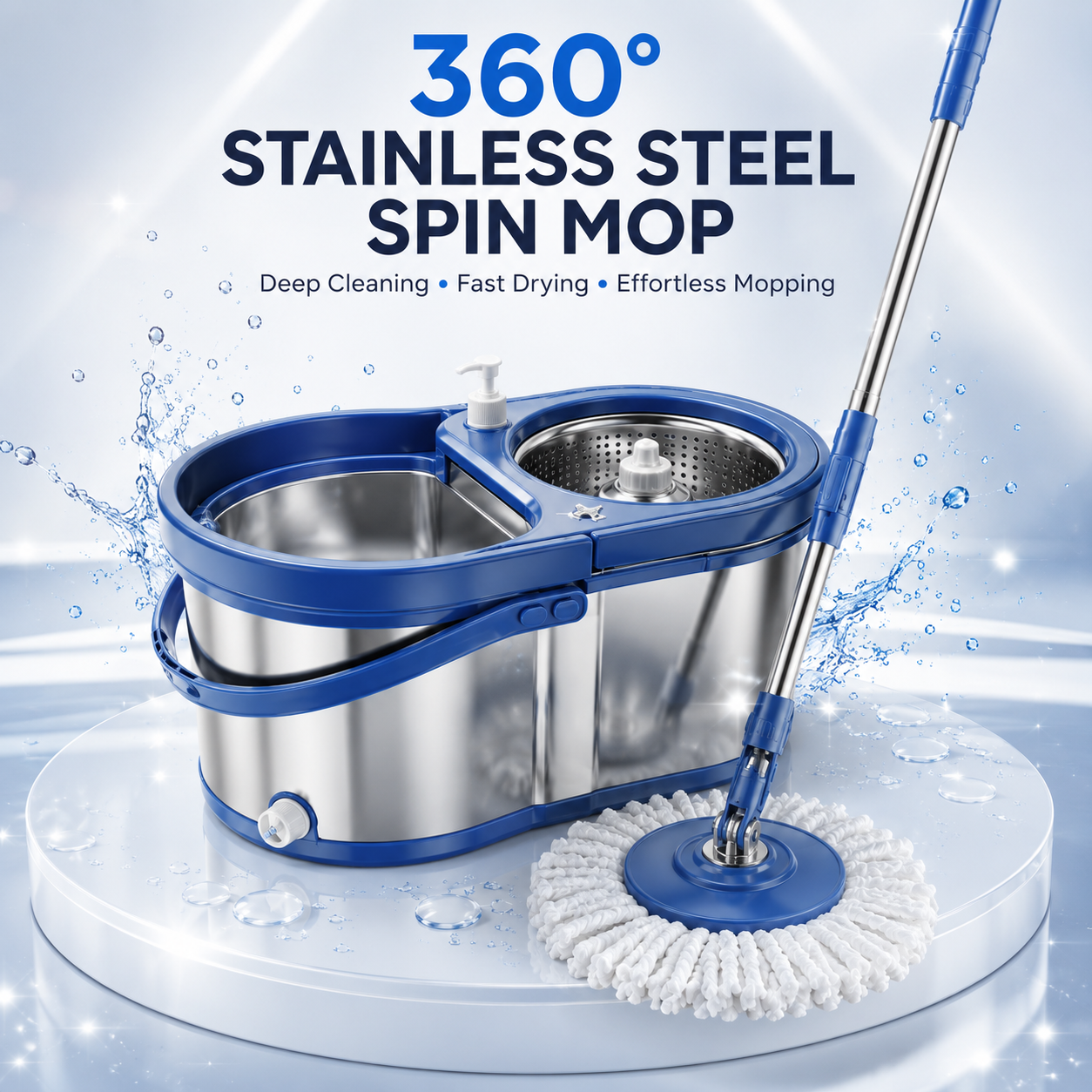 Premium Steel Bucket 360° Spin Mop