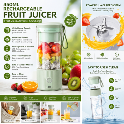 450ml Portable Rechargeable Fruit Juicer