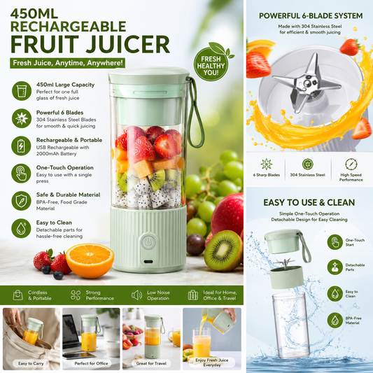 450ml Portable Rechargeable Fruit Juicer