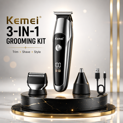 Kemei 3-in-1 Professional Shaving & Grooming Kit