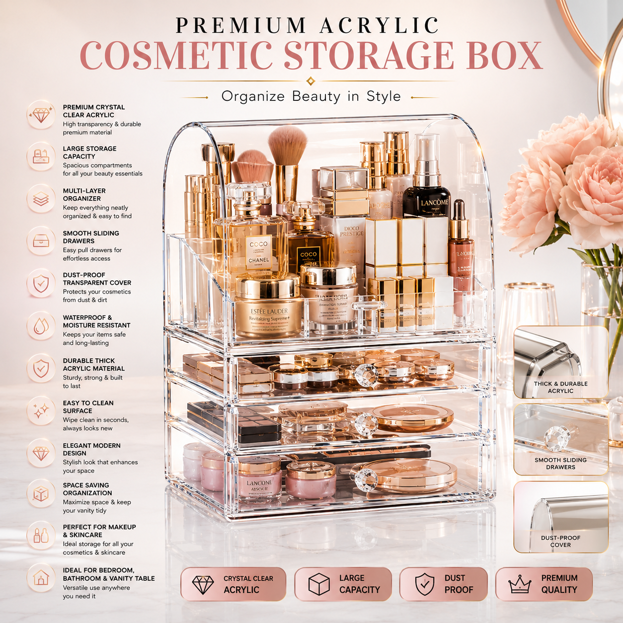 Premium Acrylic Cosmetic Storage Box