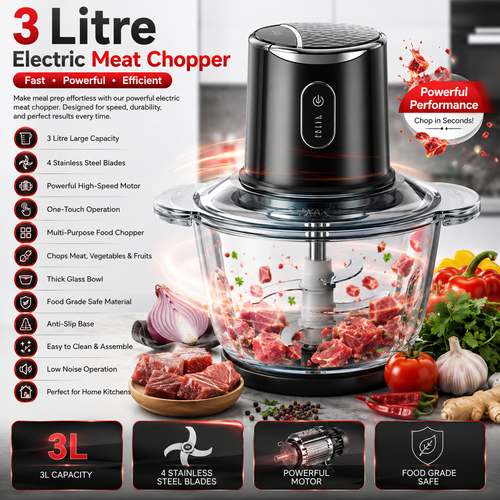 Premium 3L Electric Meat Grinder - 4 Blade Precision Chopper