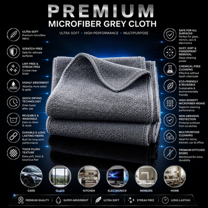 Zaroorat.online™ Premium 300 GSM Microfiber Cleaning Towels / Cloths (Pack of 5)