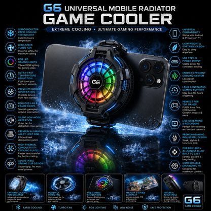 G6 Universal Mobile Radiator Game Cooler System Cooling Fan RGB