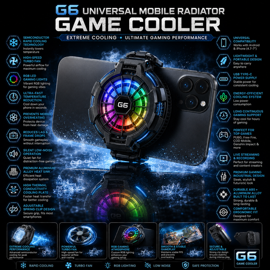 G6 Universal Mobile Radiator Game Cooler System Cooling Fan RGB