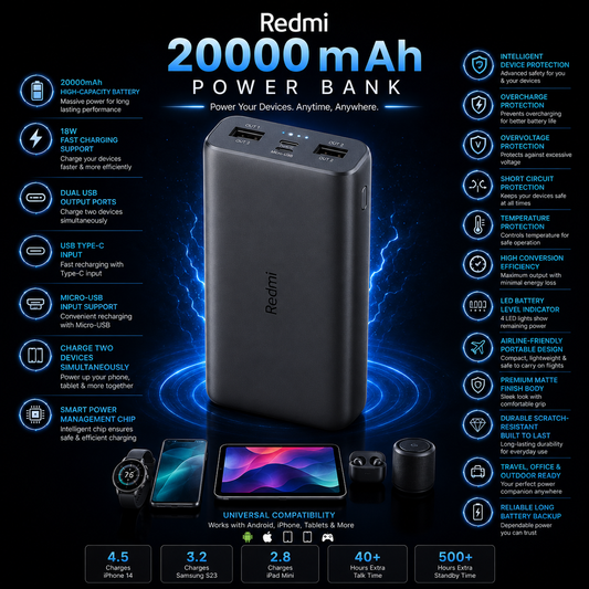 Xiaomi Redmi 20000mAh Portable Power Bank