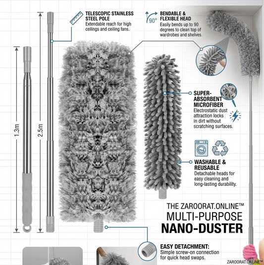 Zaroorat.online™ Multi-functional Extendable Microfiber Duster Set with Bendable Head